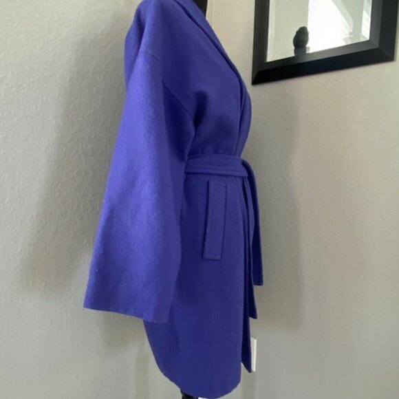 NARCISCO Rodriguez Design Nation Cobalt Blue Cocoon Belted Coat Jacket Small - Picture 7 of 15